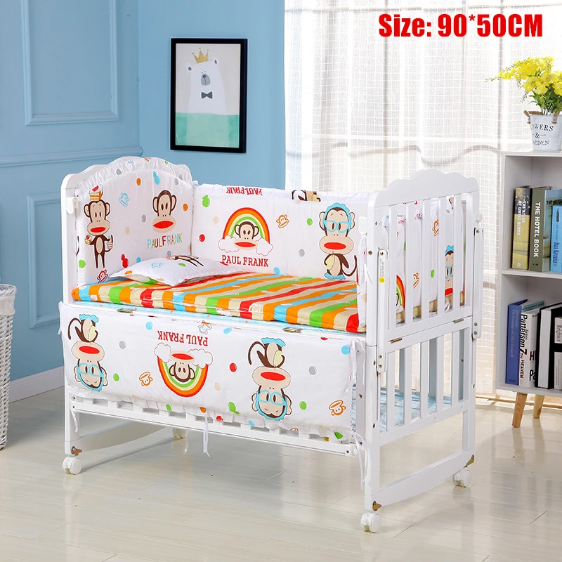 90 x 50cm D 5 шт./компл. хлопок детская кровать бампер детская кроватка Постельное белье для новорожденных и безопасная Съемная детская кроватка комплект постельного белья с рисунком Junior Детская Кровать сна бампер - Цвет: 90 x 50cm D