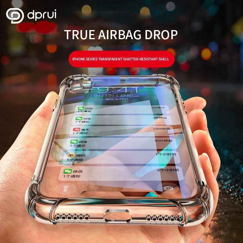 DPRUI drop proof phone case for iPhoneX/8/7/6sPlus Transparent soft shell silicone protective cover |