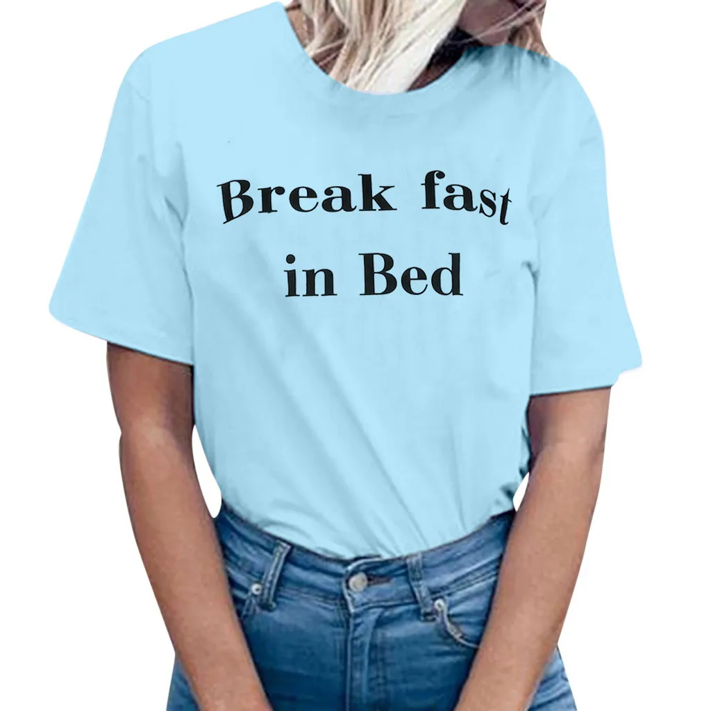 SAGACE модная женская футболка летняя повседневная с круглым вырезом буквенным