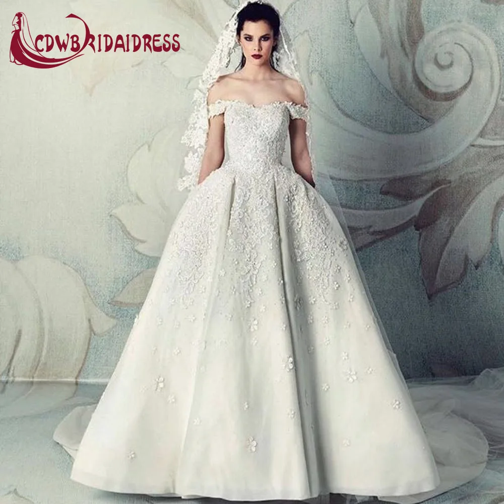 Саудовская Аравия Новый Бальное платье Милая Ivory Свадебные Платья Атласная С