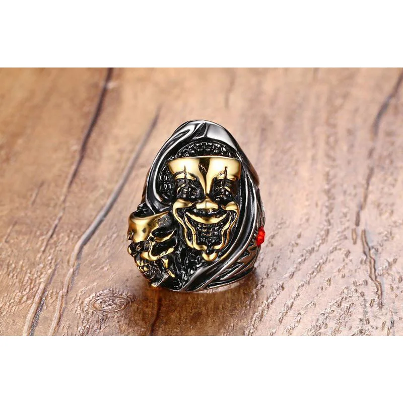 Ceilim 34 мм преувеличены Skull Ring Для мужчин Нержавеющая сталь двойной призрак s