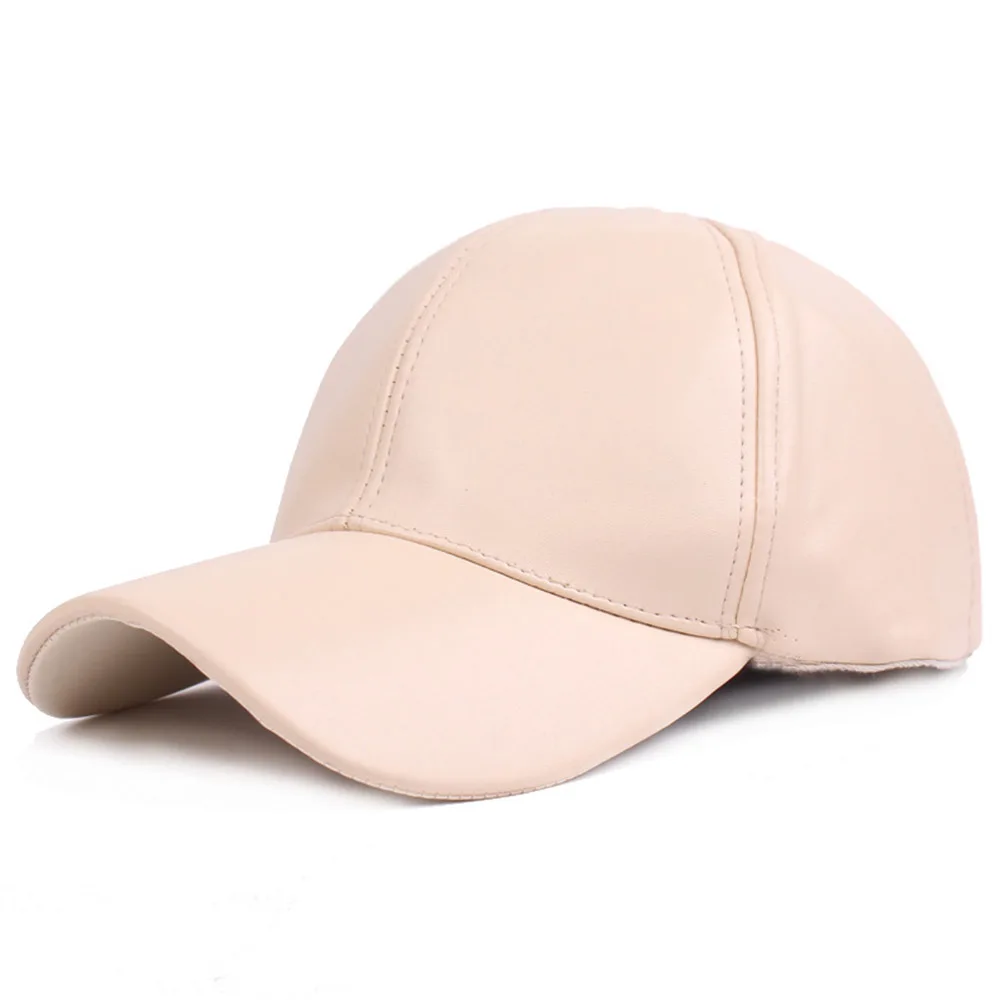 Beige Leather Cap FS Зимняя кепка из искусственной кожи для мужчин, черная, красная, белая бейсболка s, унисекс, бейсболка, женская кепка для гольфа, на заказ, кепка для грузовика, Gorra - Цвет: Beige Leather Cap