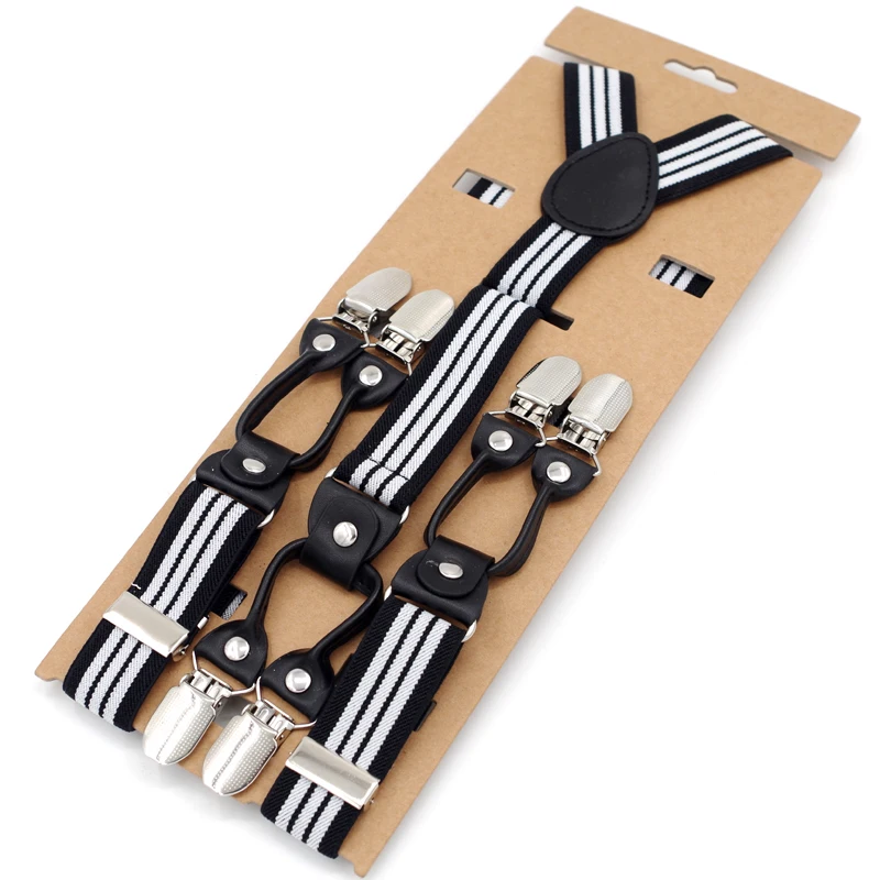 Повседневные подтяжки 2 5 см * 120 Кожаные эластичные в полоску с Y образной спинкой