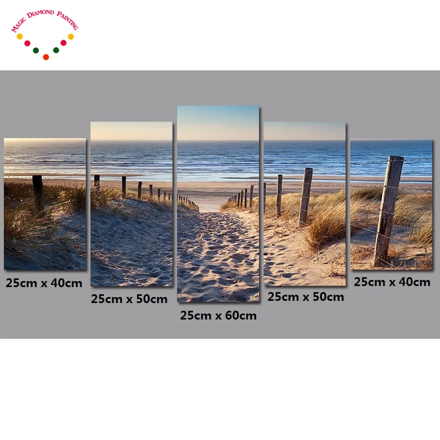 

5pcs 5D diamond embroidery Beach beach painting,Diy 5d diamond Painting,City night scene diamond cross stitch wall stickers
