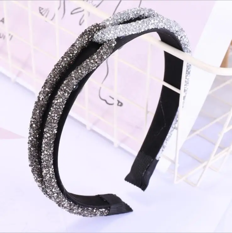 New Fashion Shining Metal Flower Bow Hairband Rhinestone Print Headband High Quality DIY Hair Accessories Jewelry Headwear Women - Цвет: Темно-бордовый