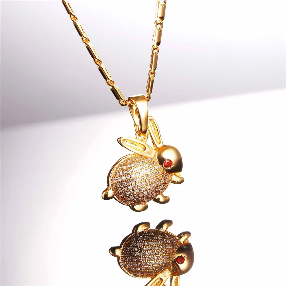 Женский кулон с милым Кроликом Золотая/серебряная цепочка в коробке Маленькая