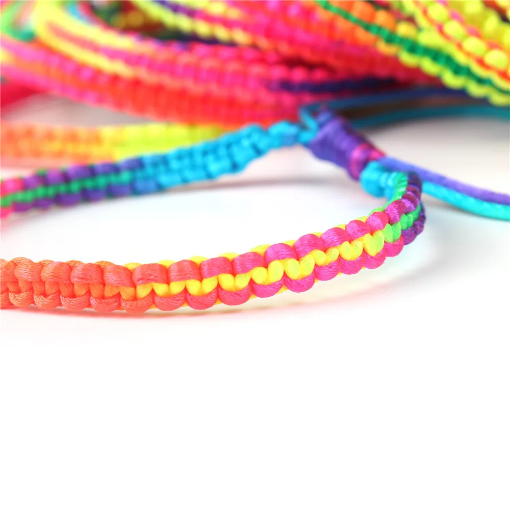 JOYE AliExpress браслет дружбы Радужный Шарм неоновые цвета неоновые браслеты ручной работы плетеный браслет ручная повязка с подвеской