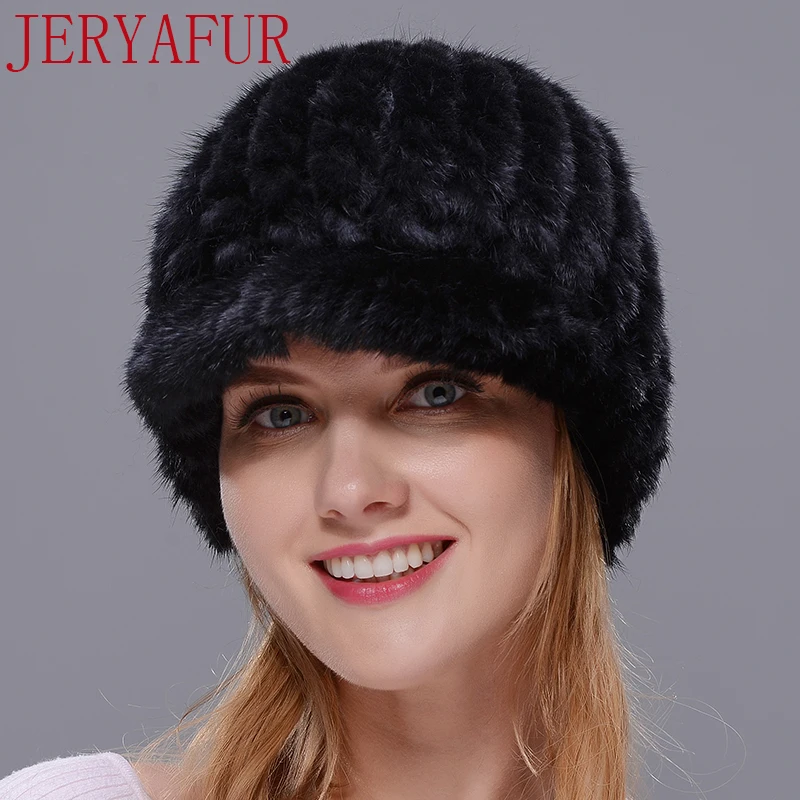 Меховая шапка jeryafur с настоящей мантией Кожаная Шапка Лыжная эластичной шапкой