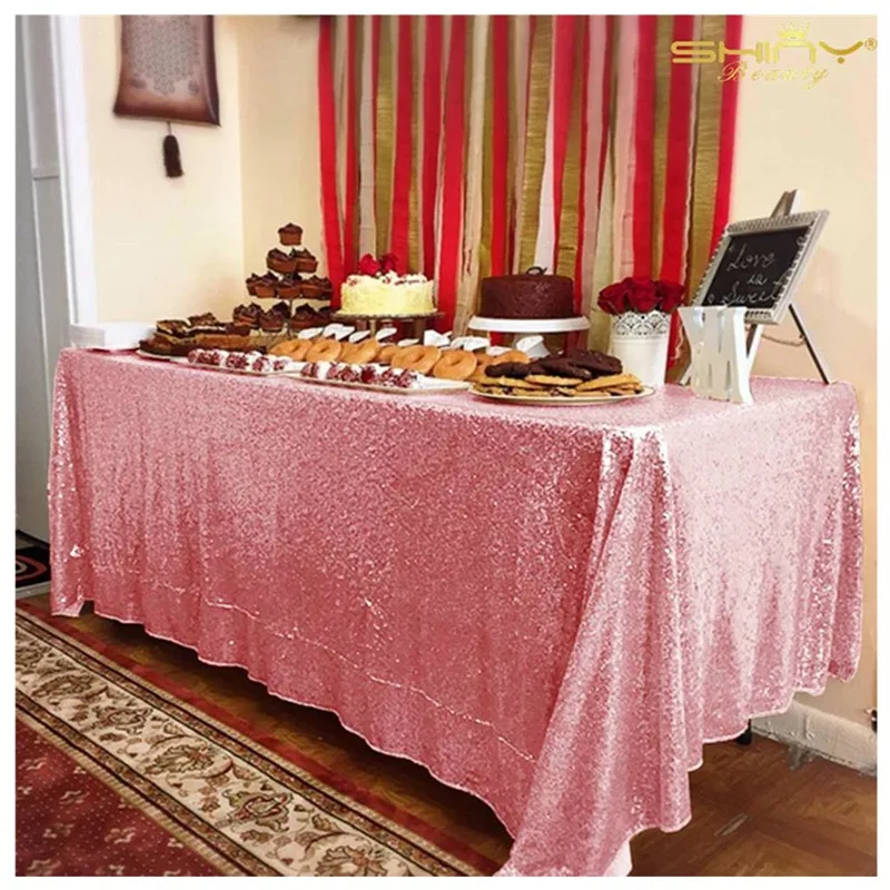 Pink Gold 72x72in черная Рождественская Скатерть прямоугольная скатерть с блестками черная WeddingTablecloth-180x180CM-Y429 - Цвет: Pink Gold
