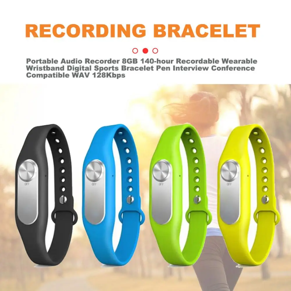 Портативный диктофон со звуком 8 ГБ 140 часов записи носимый браслет цифровой