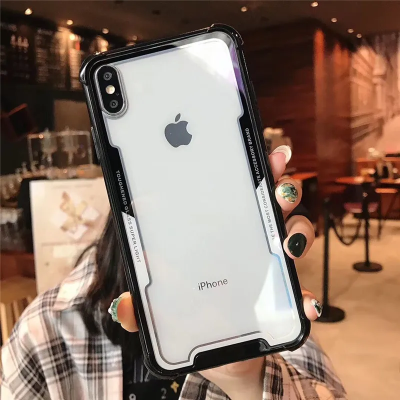 Модный чехол для iPhone XS Max XR X телефона из ТПУ с задней акриловой крышкой fundas 6 6S 7 8 plus