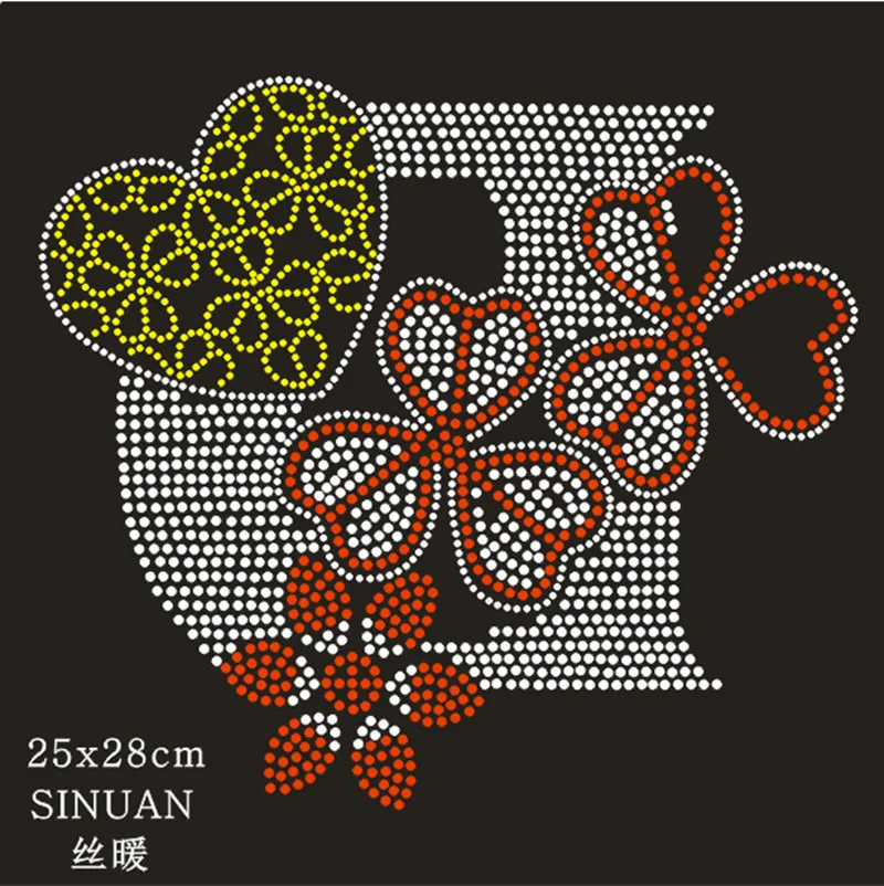 Железная теплопередача сердце Хрустальная футболка 3 шт. блестящие бусины для