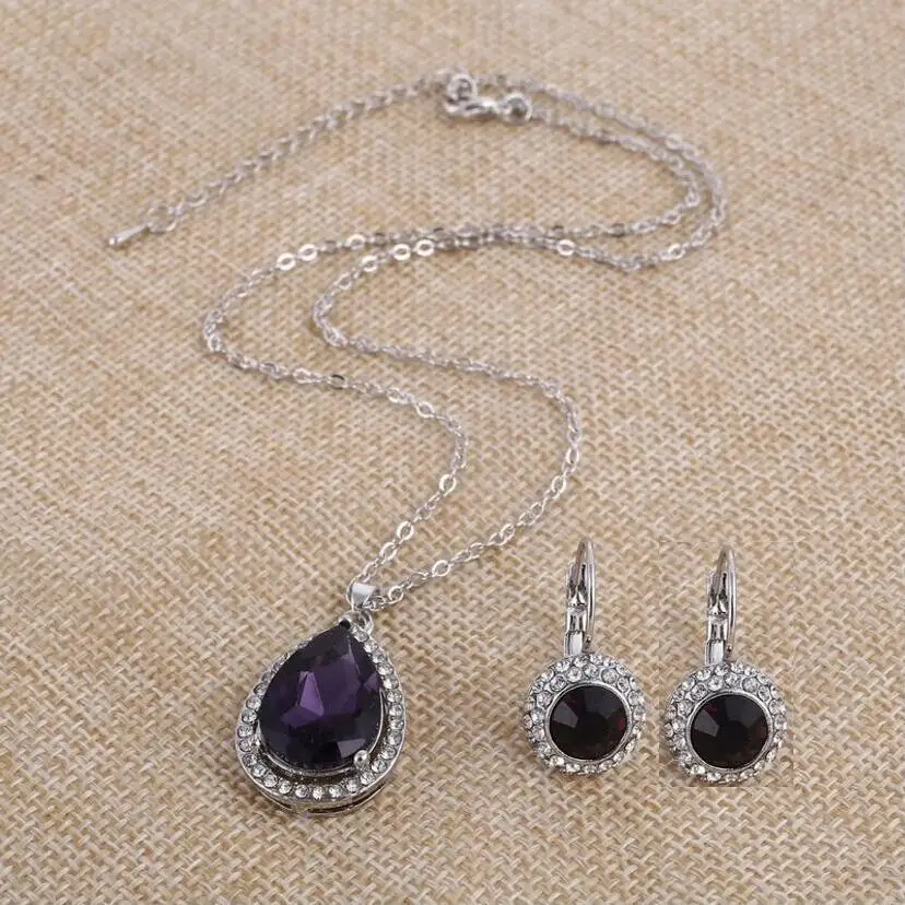 Австрия crystalдропшиппинг кулон в виде Луны воды ожерелье серьги прекрасный