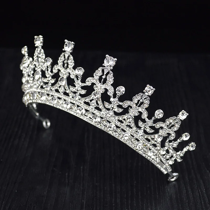 Silver Горячая кристалльная тиара из горного хрусталя принцесса для королевы свадебная корона для женщин невесты аксессуары для волос диадема украшения для волос головной убор - Окраска металла: Silver