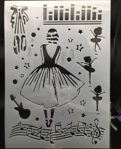 29.7x21cm A4 Dress Girl Music DIY Layering Stencils Wall Painting Scrapbook Coloring Embossing Album Decorative Card Template