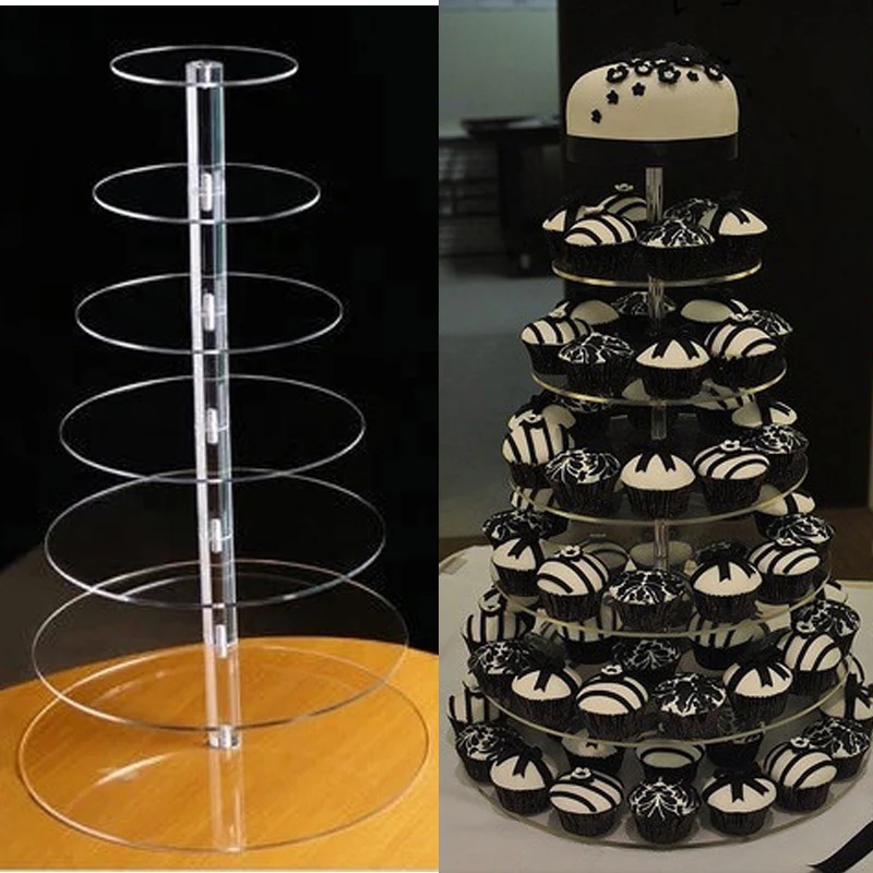 7 уровневая Хрустальная акриловая круглая подставка для кексов или прозрачный