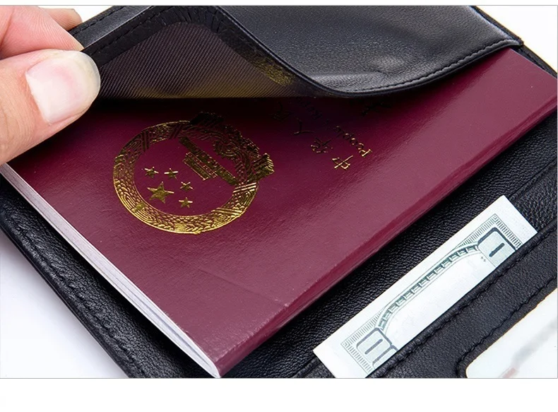 Вязаный бумажник для паспорта, RFID Блокировка, верх, зерно, натуральная кожа, Обложка для паспорта+ защита от кражи, женский кошелек