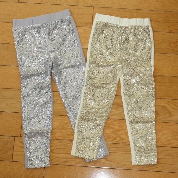 Новые популярные детские штаны с золотыми блестками модные блестящие леггинсы