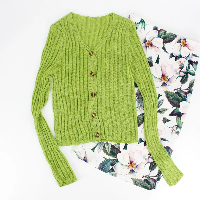 Женский однобортный Кардиган на пуговицах Осенний короткий черный кардиган с