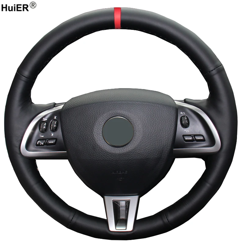 HuiER Ручное шитье чехол на руль автомобиля красный маркер для Jaguar XF S Sportbrake 2014 2015