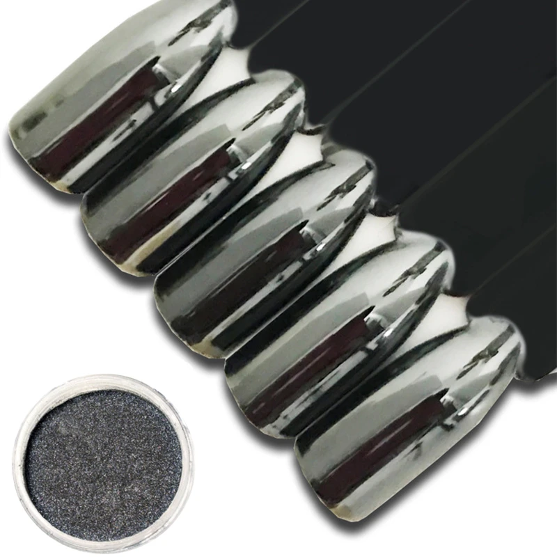 

1 Bottle Black Mirror Effect Nail Glitter Powder Dust Chrome Pigment Shiny Manicure Nail Art Decoration Flakes Paillette