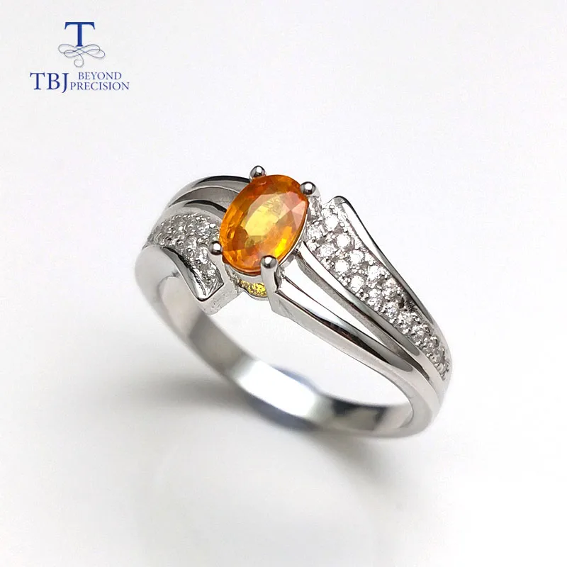 TBJ натуральный желтый сапфир овальной огранки 4*6 мм 0.5ct кольцо с драгоценными