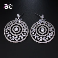 be 8 new fashion aaa cubic zirconia big hoop earrings round circle pendant long earrings for women statement jewelry e497