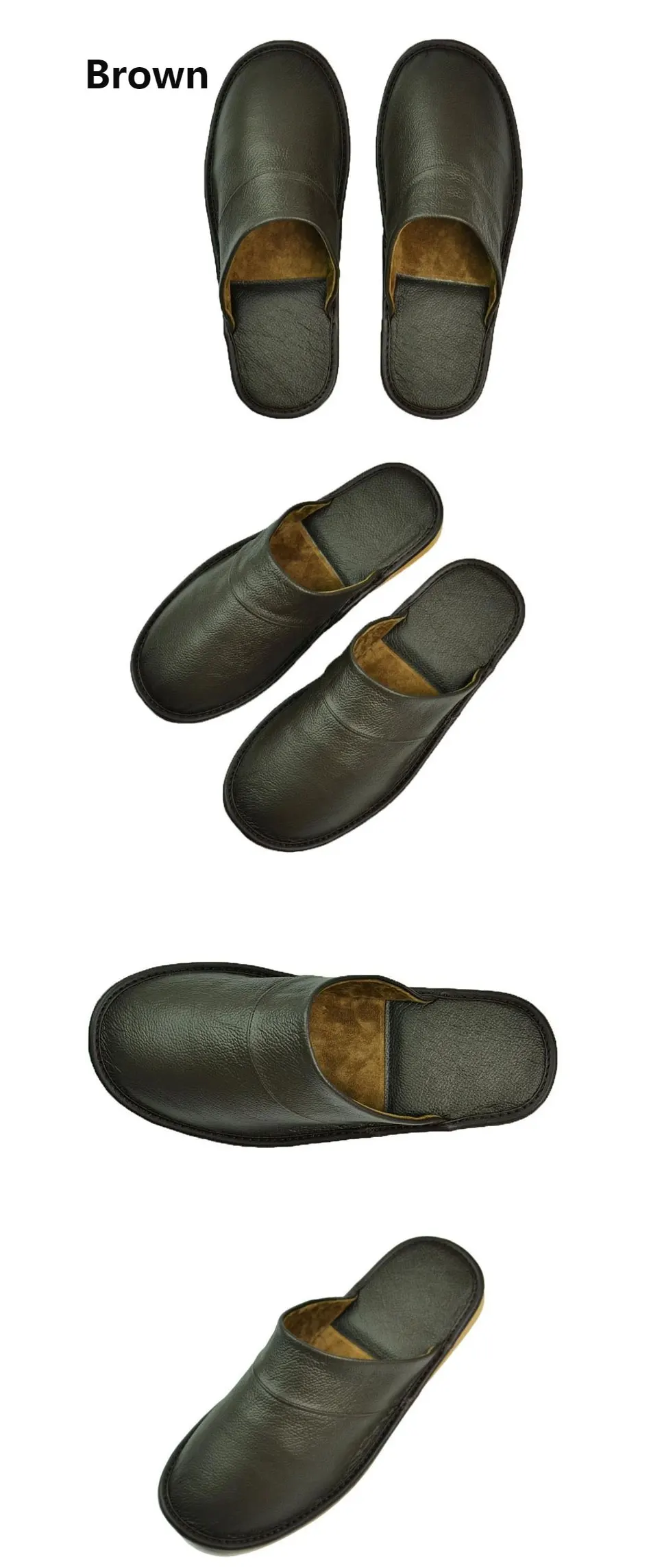 Genuine Cow Leather slippers couple indoor non-slip men and women home fashion casual single shoes PVC soft soles spring autumn