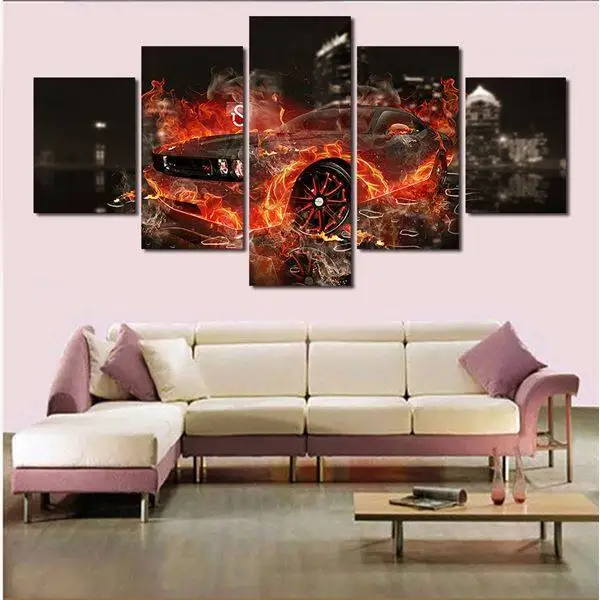 5 шт. крутой автомобиль Бесплатная доставка большой холст печать живопись для