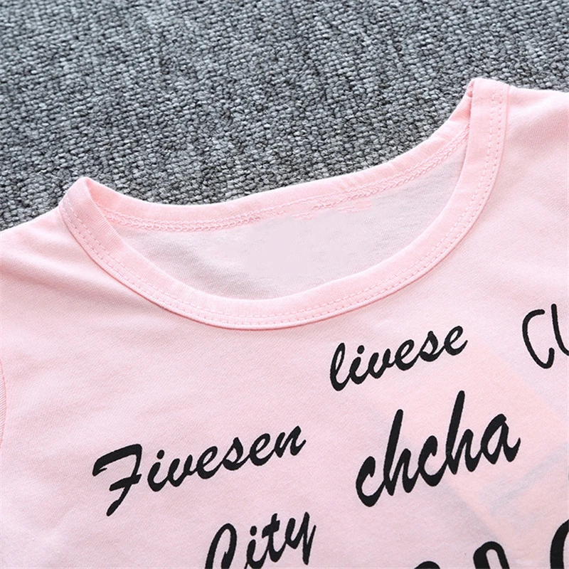 2018 летний комплект одежды для маленьких девочек футболка с короткими рукавами и