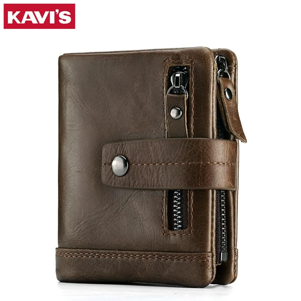Кошелек KAVIS из натуральной кожи, мужской кошелек для монет, мужской портфель Cuzdan, мужской кошелек, маленький мини Rfid кошелек с карманом, модный мужской кошелек