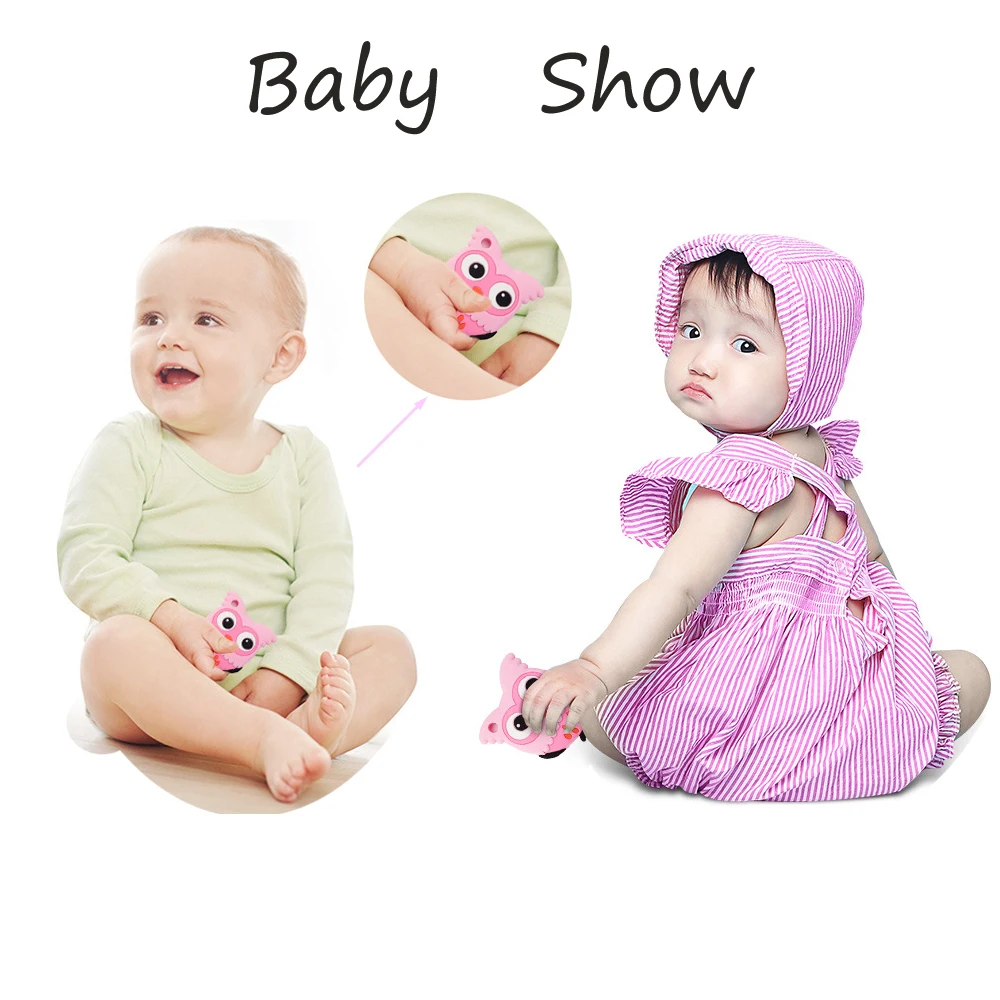 1pc Owl Silicone Teether Baby Necklace Teething Beads Pandent Nursing Chewable Toy Pacifier Chain Shower Gift BPA Free cord | Мать и