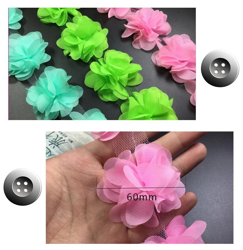 Новая мода 24 шт./лот красочные 3D шифон цветочный букет кружевное платье украшение кружевная ткань Аппликация Кружевное шитье расходные материалы