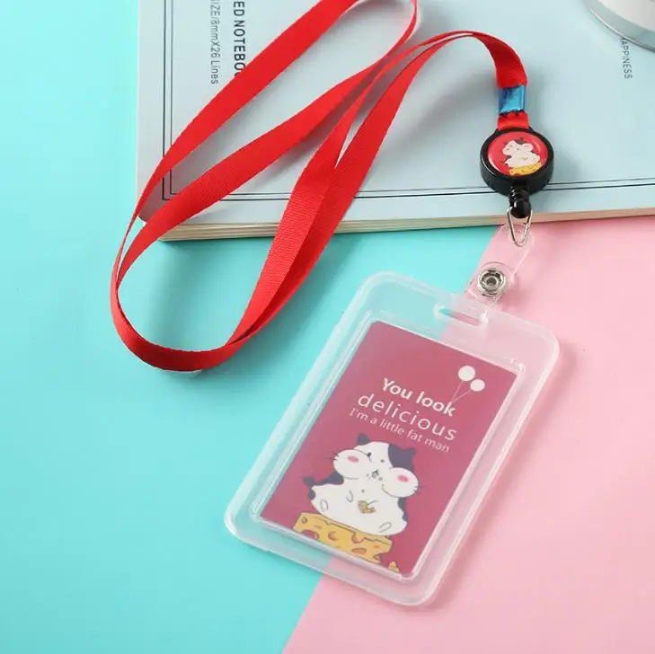 1 шт. Kawaii животные прозрачный бейдж чехол прозрачный держатель для карт с ремешком банк кредитный держатель для карт s ID бейдж держатели канцелярские