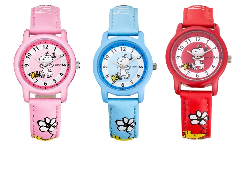 Snoopy детские часы модные женские часы повседневные кварцевые наручные часы Мужские часы милые Снупи кожаные часы для детской подарка