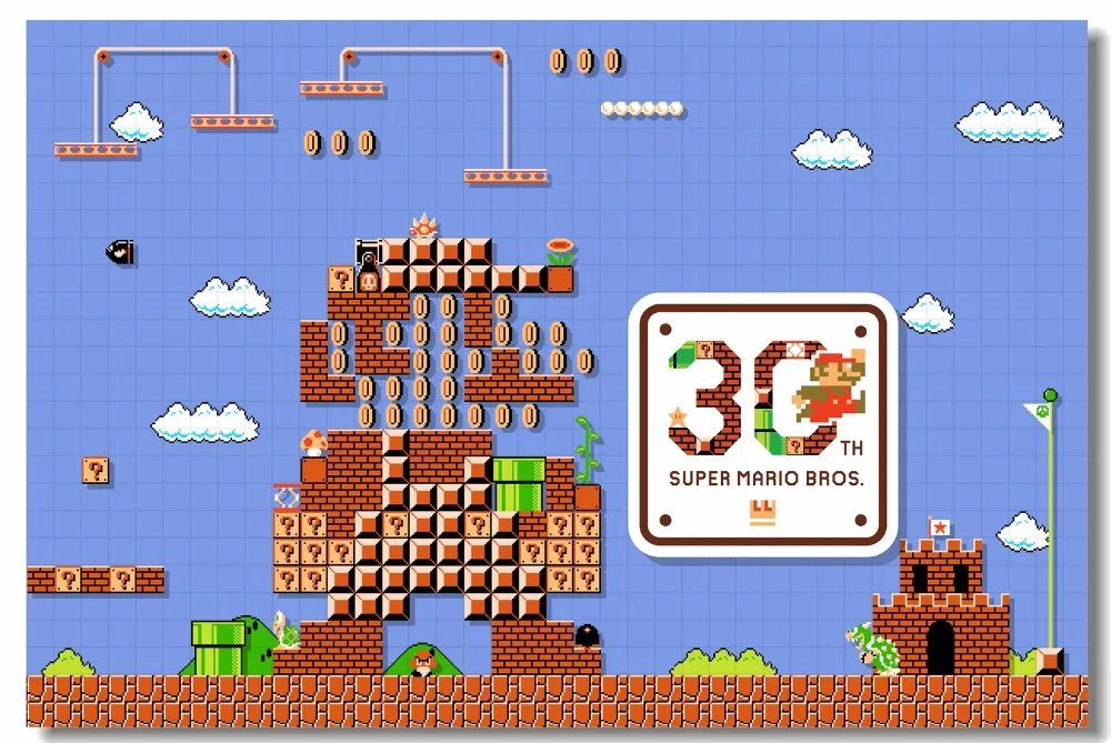 Пользовательские холст настенная Super Mario Bros плакат видео игра стикер дети