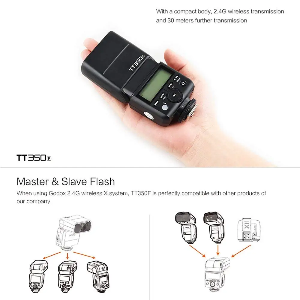 Godox TT350 GN36 2 4 г ttl HSS мини Вспышка Speedlite + XPro X1T для Canon Nikon sony фужи Олимпус