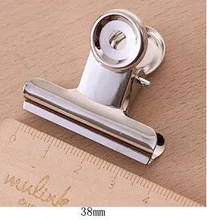

(12pcs/lot) 38mm round metal Grip Clips silver Bulldog clip Stainless steel ticket clip stationery