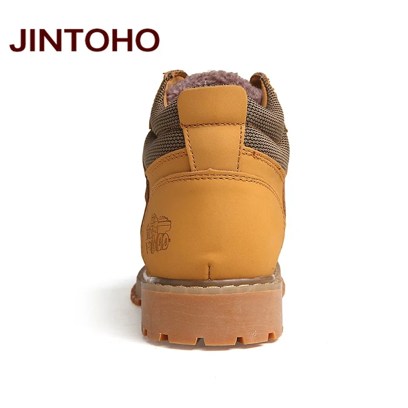 Мужские ботинки JINTOHO зимние из натуральной кожи на резиновой подошве для работы и