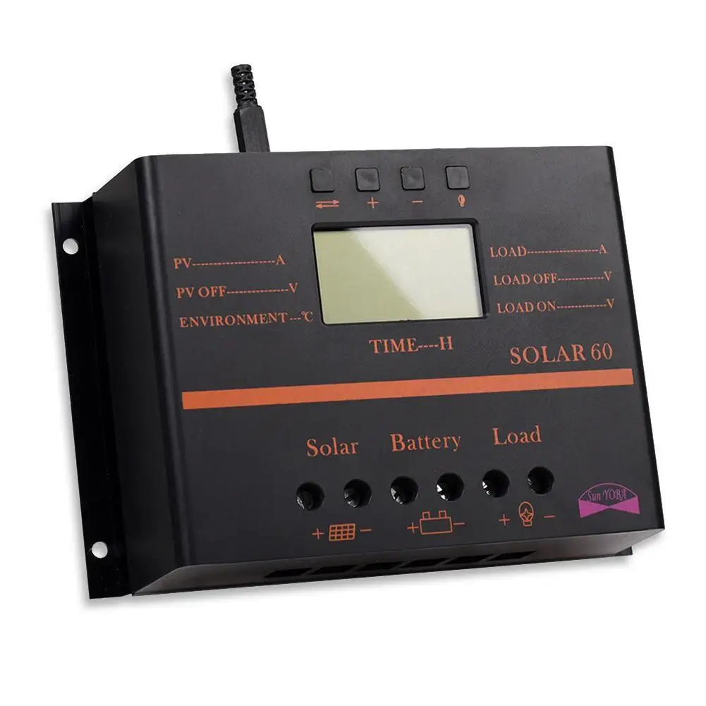 60A 12V 24V LCD Солнечный контроллер заряда разрядка с USB для панели солнечной батареи
