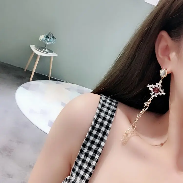 MENGJIQIAO 2018 Korean New Trendy Dangle Earrings Crystal Flower Long Tassel Beads Pendientes Mujer Moda Bijoux Elegant Brincos | Украшения