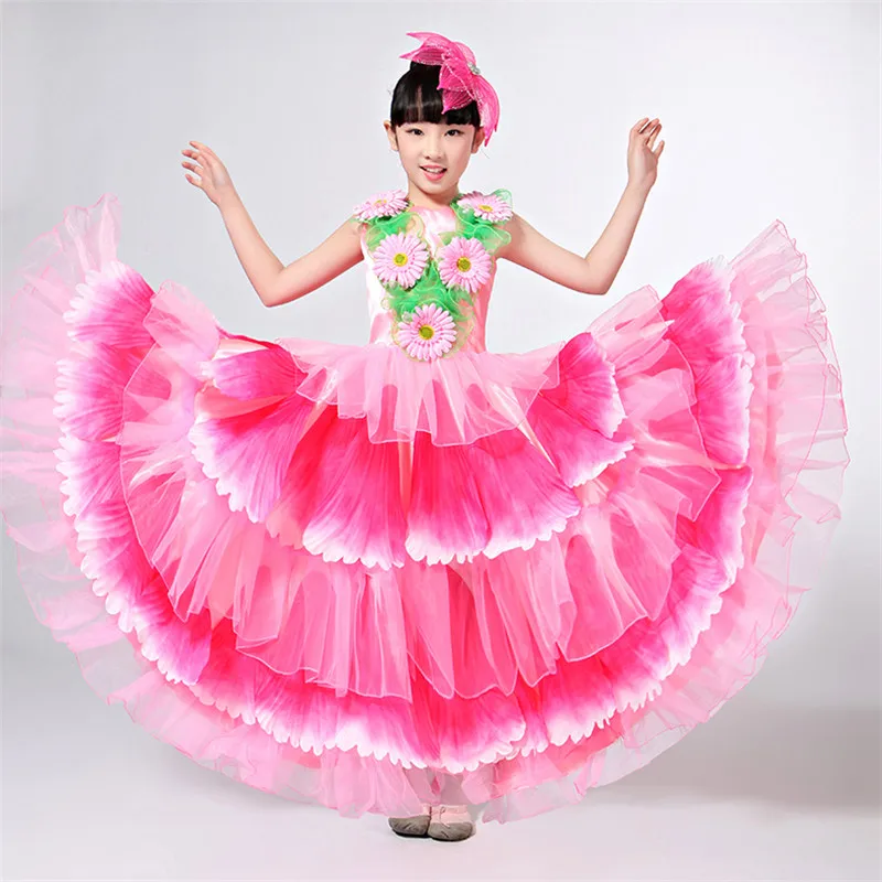 Платье Фламенко для девочек платья бальных танцев детей Одежда в Испании Детская