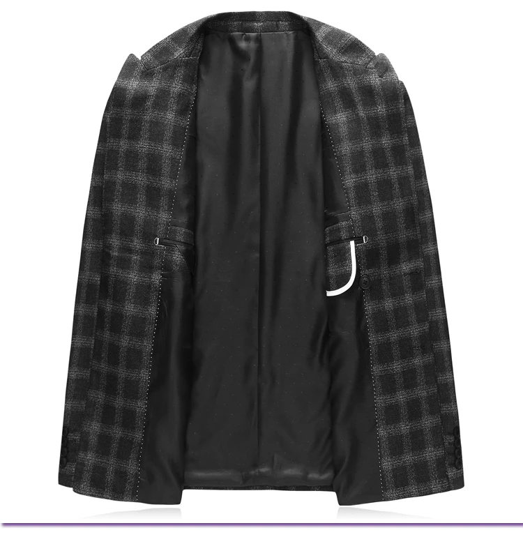 LONMMY двубортный для мужчин S пиджак плед полиэстер 100% 3 шт./компл. Slim fit пиджаки