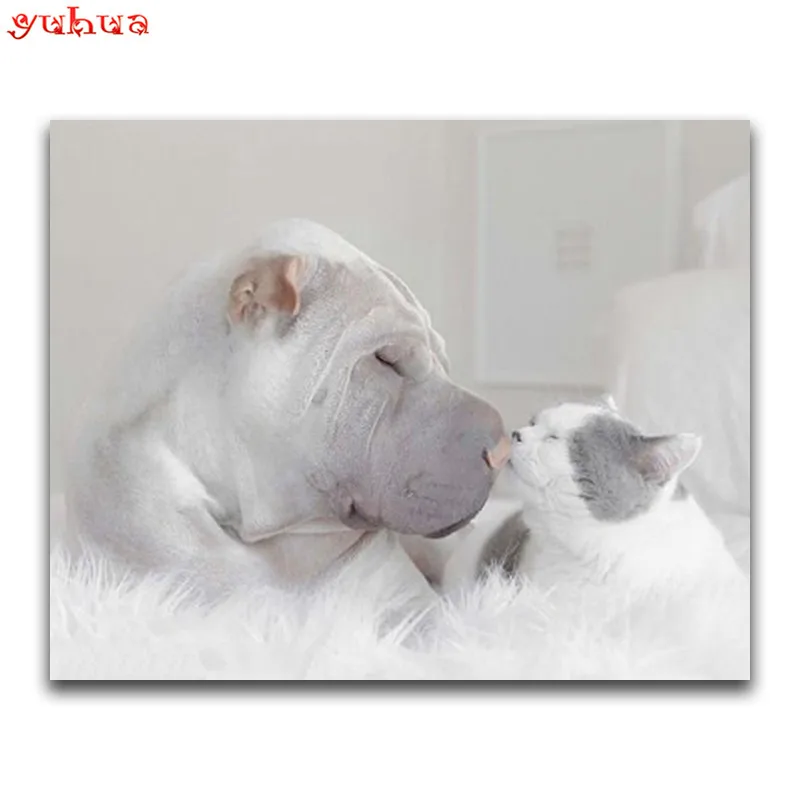 Полностью квадратная Алмазная Картина Вышивка крестом животные Собаки полные