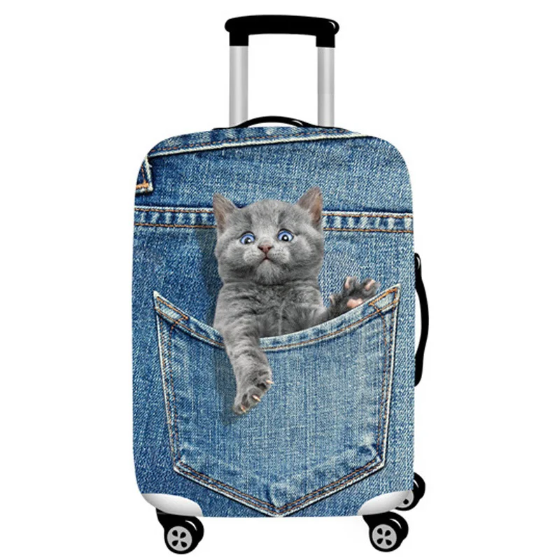 D Luggage Cover Джинсовый защитный чехол с изображением животных для багажа, эластичный Чехол для багажа, подходит для for18-32 дюймов, чехол Чехол, аксессуары для путешествий - Цвет: D Luggage Cover