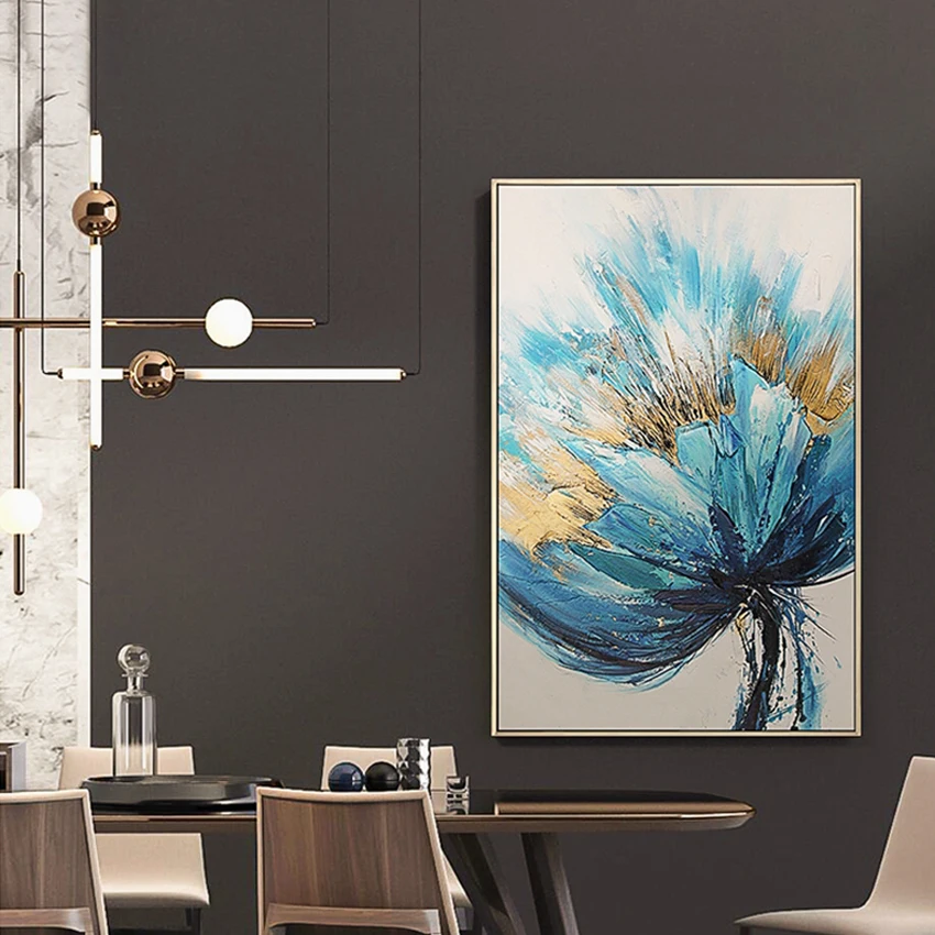 Синие цветы 100% ручная роспись маслом Бесплатная Доставка без рамки новейший