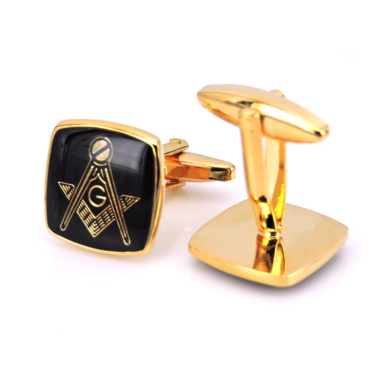 Запонки мужские золотистые масонские шпильки из нержавеющей стали для