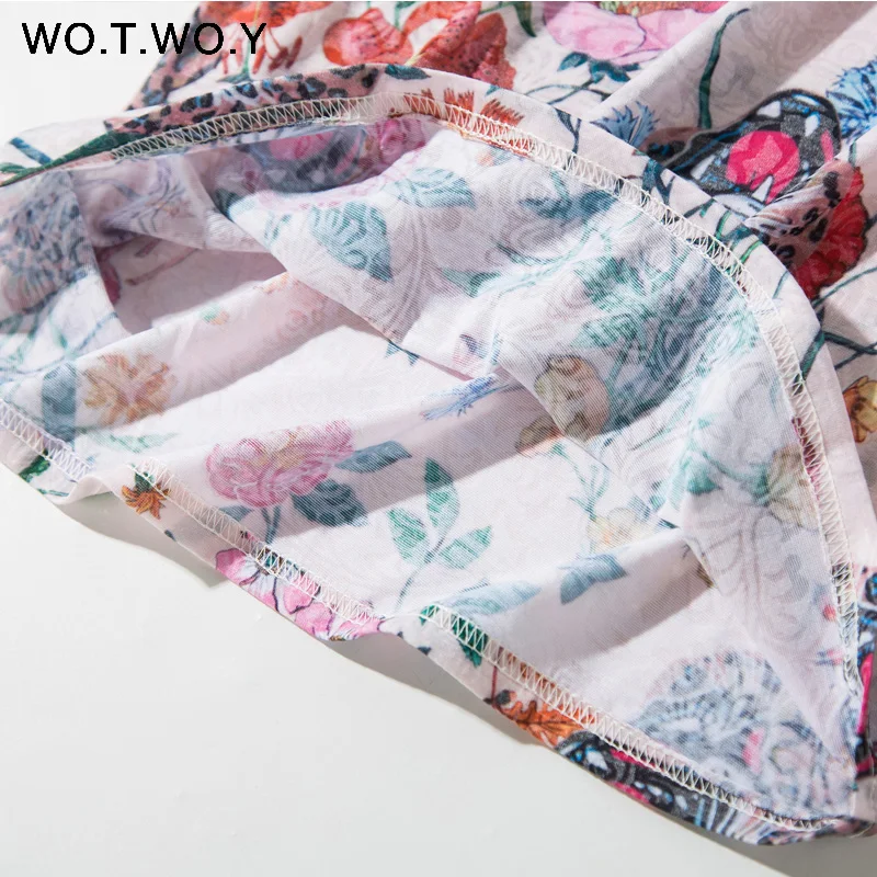 WOTWOY летние футболки с цветочным принтом женские круглым вырезом и коротким