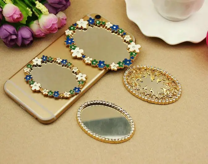 

pearl alloy buttons Oval diamond flower of the mirror metal rhinestone button Mobile phone DIY accessory