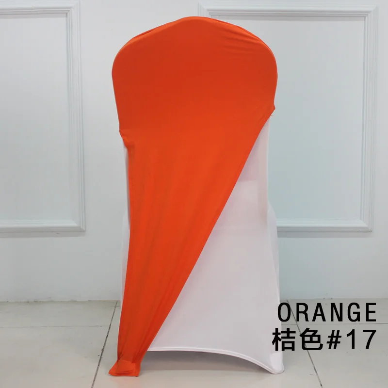 orange 17 50 шт. универсальные белые Стрейчевые Полиэстеровые Свадебные вечерние чехлы на стул из спандекса для свадеб банкета украшения гостиницы Сделано в Китае - Цвет: orange 17